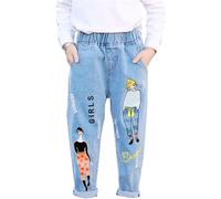 Genérico Pantalones largos para niña, otoño y primavera, pantalones vaqueros de moda, informal, gran mediano, para niño, bebé, azul, 4-5 Años