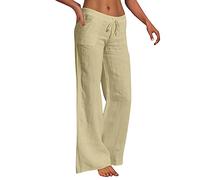 Genérico Pantalones Largos Poliéster Piernas Compras Chicas, beige, XXL