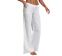 Genérico Pantalones Largos Poliéster Piernas Compras Chicas, blanco, XXL