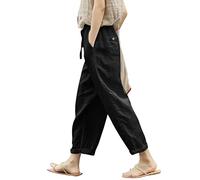 Genérico Pantalones Mujer Casual LargoPantalón Cintura Alta Elástica con Bolsillos, Diseño Estilo Natural Holgado Cómodo para Trabajo Paseo, Viaje y Uso Diario