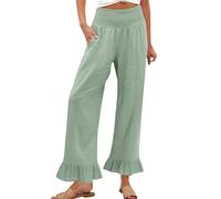 Genérico Pantalones Mujer Color Liso con Bolsillo - Ropa Mujer Pants Cintura Elástica Calle Transpirable, Pantalón Elástico Basicas Pant Travail Plage Verde Menta L
