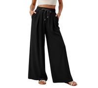 Genérico Pantalones Mujer con Bolsillo Color Liso - Ropa Mujer Pants con Cordón Chic Fluido, Pantalones Classic Único Pants Vacances Travail Negro XL