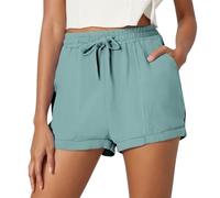Genérico Pantalones Mujer Elasticos, Shorts Mujer Cortos, Casuales Color Liso con Bolsillo Y CordóN para Elegantes Playa Tejido Liso Pantalon Corto Deporte Shorts PantalóN CháNdal