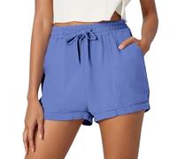 Genérico Pantalones Mujer Elasticos, Shorts Mujer Cortos, Casuales Color Liso con Bolsillo Y CordóN para Elegantes Playa Tejido Liso Pantalon Corto Deporte Shorts PantalóN CháNdal