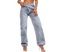 Genérico Pantalones Mujer - Vaqueros Mujer Anchos Jean Taille Haute Ample pour Femme Style rétro Extensible Taille élastique Confortable décontracté pour le quotidien et Les sorties (Blue M)
