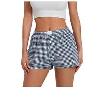 Genérico Pantalones Mujer Vaqueros, Shorts Mujer Elasticos, Pantaloncini Da Donna Simpatico Morbido Plaid con Stampa Bottoni Sul Davanti Pantaloni del Pigiama Pantaloncini Da Notte PantalóN CháNdal