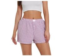 Genérico Pantalones Mujer Vaqueros, Shorts Mujer Elasticos, Pantaloncini Da Donna Simpatico Morbido Plaid con Stampa Bottoni Sul Davanti Pantaloni del Pigiama Pantaloncini Da Notte PantalóN CháNdal