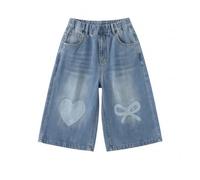 Genérico Pantalones Niña Chinos, Pantalones Vaqueros Niña Running, Pantalon Cortos Mezclilla Bordados Modernos E Informales Niñas Largo hasta La DéCima Pantalón Corto Pantalon Lino Falda Pantalón