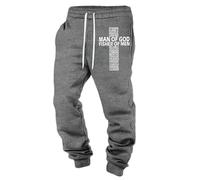Genérico Pantalones Personalizados Personalice Sus con Logo para Hombres Tallas Grandes Pantalones de Jogging Informales Pantalón de Chándal Cristiano con DiseñO de Letras de La Cruz de JesúS