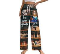 Genérico Pantalones Pijama Mujer Algodon,Solo Una Chica A La Que Le Gustan Los Libros Pantalones De Pijama Amante De Los Libros para Mujeres Chica Amante De La Lectura Ropa De Dormir