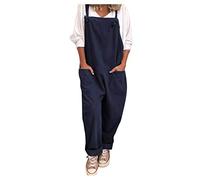 Genérico Pantalones Tailandeses Mujer Overol de Talla Grande para Mujer, Peto Holgado Informal, Mono Holgado Ropa Mujer Invierno (Navy, XXL)