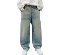 Genérico Pantalones vaqueros anchos de corte suelto para niño Streetwear Casual de moda para niños, azul celeste, 11-12 Años