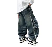 Genérico Pantalones Vaqueros Chico Forrado Polar Invierno Grueso Cálido Ideal Juegos Exteriores Tiempo Frío, Le Noir, 11-12 años