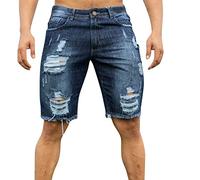 Genérico Pantalones Vaqueros Cortos para Hombre: Nuevo Múltiples Bolsillos Pantalones Cortos De Trabajo Rasgados y Hole Relaxed Pantalones Vaqueros Denim Shorts Hombre Pantalón Corto Vaquero