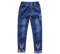 Genérico Pantalones Vaqueros Largos Elásticos con Diseño de Conejos para Niñas Moda Infantil Cómodos y Duraderos para el Uso Diario (Blue, 2-3 Years)