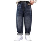 Genérico Pantalones Vaqueros para Niños, Jeans Niños Casual Holgados Denim Pantalones con Cintura Elástica Vaqueros Baggy con Bolsillos Moda Streetwear para 3-14 años (03-Blue, 10-11 Years)
