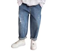 Genérico Pantalones Vaqueros para Niños, Jeans Niños Casual Holgados Denim Pantalones con Cintura Elástica Vaqueros Baggy con Bolsillos Moda Streetwear para 3-14 años (05-Blue, 8-9 Years)