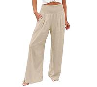 Genérico Pantalones Verano Mujer Ligeros,Bolsillos De Cintura Alta para Mujer Cintura EláStica Pantalones Sueltos SóLidos Pantalones Largos Casuales