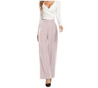 Genérico Pantaloni da Abito Casual drappeggiati a Vita Alta Tinta Unita a gamba Larga (XS)