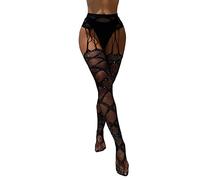 Genérico Pantis De Comprension Media Calcetin Mujer Mujer Medias sexis para mujer, mallas con apertura de rejilla, pantimedias a rayas, pantalones de lencería Medias Color Carne (Black, One Size)