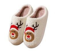 Genérico Pantuflas De Algodón Para Halloween 2025, Otoño/invierno, Con Forma De Corazón, Cálidas Y De Felpa Con Dibujos Animados (Christmas deer,38EU)