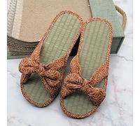 Genérico Pantuflas de de paja para mujer, pantuflas de hierba de ratán con informal, sandalias de para el, pantuflas