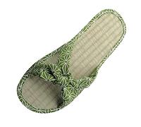 Genérico Pantuflas de de paja para mujer, pantuflas de hierba de ratán con informal, sandalias de para el, pantuflas (Green, 39)