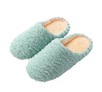 Generico Pantuflas de mujer cerradas de invierno cómodas: zapatos cálidos, planos, chanclas de espuma viscoelástica, chanclas de invierno para niña, peluda, zapatos de peluche familiar, Verde, 38 EU