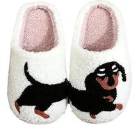 Genérico Pantuflas de perro salchicha para mujer, lindas y cálidas, pantuflas de felpa suave para invierno (Perro Tejonero, Adulto, Mujer, 36, Números (rango), Sistema tallas calzado EU, 37, mediano)