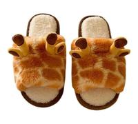 Genérico Pantuflas Mujer Zapatillas de invierno for mujer, cálidas, algodón, for estudiantes, for el hogar, con diseño jirafa peluche una sola palabra(Yellow,38-39)