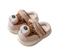 Genérico Pantuflas planas esponjosas con diseño de cachorros Kawaii Zapatillas infantiles de felpa confort y cálido invierno zapatillas casuales antideslizantes para niños pequeños para el hogar