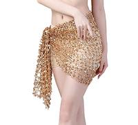 Genérico PañUelo Cadera Danza Vientre Transpirable, 15 Colores Belly Dance Ropa Accesorios Elástico Crochet Net Shawal Rectángulo Cinturón Banco Danza Bufanda Hip(Gold)