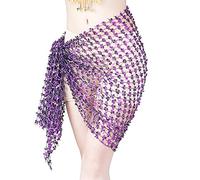 Genérico PañUelo Cadera Danza Vientre Transpirable, 15 Colores Belly Dance Ropa Accesorios Elástico Crochet Net Shawal Rectángulo Cinturón Banco Danza Bufanda Hip(Deep Purple)