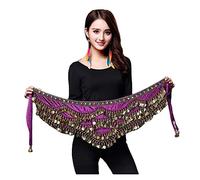 Genérico PañUelo Cadera Danza Vientre Transpirable, Belly Dance Beld Hip Bufanda Danza Disfraz Accesorios Baile Correa(Purple)