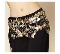 Genérico PañUelo Cadera Danza Vientre Transpirable, Belly Dance Cadena de Cintura Hip Bufanda Suena Fuerte Cinturón la(Black Gold)