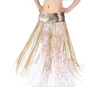 Genérico PañUelo Cadera Danza Vientre Transpirable, Belly Dance Disfraces Cinturón Fuerza Elástica Lentejuela Larga Tassel Danza Bandema Hip Bufanda for Las Mujeres Buenco Dancing Cinturones(Gold)