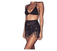 Genérico PañUelo Cadera Danza Vientre Transpirable, Belly Dance Hip Bufanda Shawal Lentejuelas Fringe Cintura Cadena Cinturón(Black)