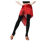 Genérico PañUelo Cadera Danza Vientre Transpirable, Women Latin Dance Fringe Hip Wrap sobre Falda Belly Triangle Cinturón Accesorios Sexy Lace Shawls(Red)