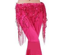 Genérico Pañuelo Danza del Vientre Cinturón de Danza del Vientre for Mujer, Bufanda de Cadera con borlas y Lentejuelas Sexis, Falda de Bailarina, Cadena de Cintura(Rose Red)