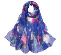 Genérico PañUelo De Seda Mujer PañOleta Bufandas De Mujer Bufandas Simulación Bufanda larga Abrigo Mantón Estampado Mujer Rosas de seda Bufanda de Fular Mujer Plata Chals Mujer Boda (Blue, One Size)