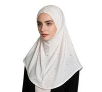 Genérico Pañuelo para la cabeza de algodón de una sola pieza con diamantes de imitación para mujer ideal para la oración musulmana