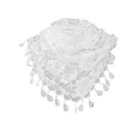 Genérico Pañuelos Mujer Baratos Floral Rose Lady Bufandas Shawl Wraps Tassel Lace Hollow Bufanda de mujer Bufanda Chal Gasa (White, One Size)
