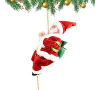 Genérico Papá Noel trepador con música, adornoss navideño con Cuerda de trepador de Papá Noel Que Funciona con Pilas, Figura Musical en Movimiento Animada Que subes y Baja