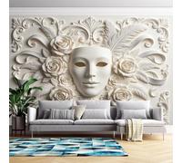 Genérico Papel Mural 3D Con Relieve De Pluma De Rosa, Escultura Facial, Papel Adhesivo, 300 Cm (Alto) X 500 Cm (Ancho), Papel Tapiz Removible Autoadhesivo Para Sala De Estar Y Dormitorio - Decoraci