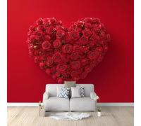 Genérico Papel Pintado 350 x 256 cm 3D Romance Amor Eternidad Confesión - Fotomural Decorativo con Efecto 3D - Tejido no Tejido para Decoración de Pared en Salón, Dormitorio u Oficina Rojo