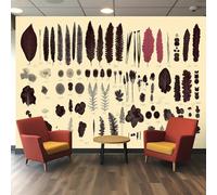 Genérico Papel pintado 3D - Colección de Herbario Prensado con Helechos y Flores, Papel pintado de Poliéster con Estampa Botánica para Sala de Estar Dormitorio, Pwallpaper