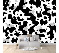Genérico Papel Pintado 400 x 280 cm Manchas Camuflaje Animales Texturas Vacas - Fotomural Decorativo con Efecto 3D - Tejido no Tejido para Decoración de Pared en Salón, Dormitorio u Oficina Negro