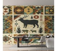 Genérico Papel Pintado Alce de Cabaña Rústica, Papel Pintado pared Dormitorio Vida Silvestre Tribal Suroeste, Decoracion pared Salon, Fotomurales Tejido no Tejido, 366 x 254 cm K-MZ&14