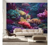 Genérico Papel Pintado Arrecife de Coral, Papel Pintado pared Dormitorio Mundo Submarino, Decoracion pared Salon, Fotomurales Tejido no Tejido, 500 x 350 cm K-MZ&4