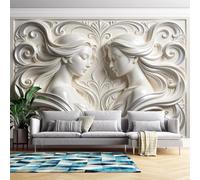 Genérico Papel Pintado Autoadhesivo Con Efecto 3D, Blanco, Con Figura De Una Hermosa Dama En Relieve, Signo Zodiacal Géminis, Removible, Adhesivo, Para Sala De Estar Y Dormitorio, No Tejido, Perso